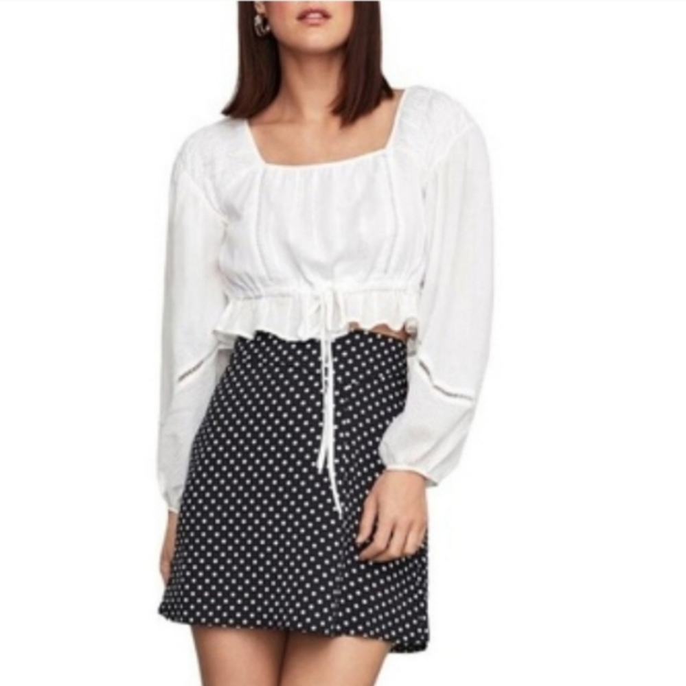Bcbgmaxazria Black Polka Dot mini skirt NEW 10